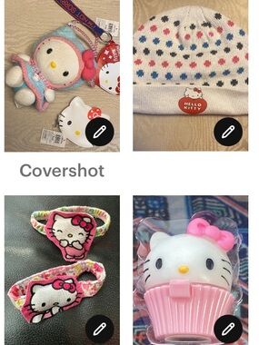 Hello Kitty 5 Piece 2 lil zips+1🎀 carry stufty+lip💋🎂balm+2 arm bands/hair-ties